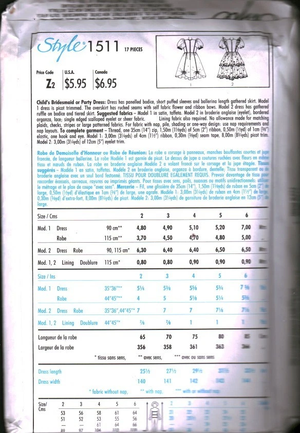 Vestido de fiesta vintage de damas de honor con patrón de costura estilo SIN CORTAR 1511 FF 2 Foto 2 de 2