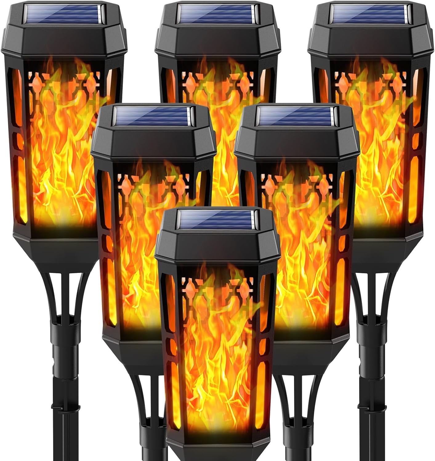 6x Solar Flame Lights LED Flickering Outdoor Garden Pathway Landscape Torch Lamp