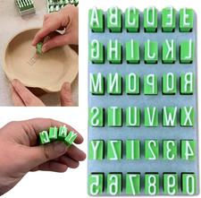 Alphabet Stamps Set for Clay - Green Capital Letter Plastic