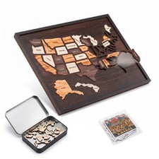 Wooden USA Travel Map Puzzle 12 x 10 Inch Detachable sjljzxd