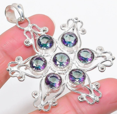M Y S T I K T O P A S  EDELSTEIN SCHMUCK ANHÄNGER HANDGEFRTIGT 925 STERLINGSIL.