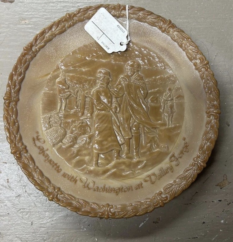 Vintage Fenton chocolate plate 8.5”  Lafayette  with Washington