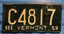 LICENSE PLATE PLATES   Vermont 1959 C4817