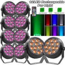 10PC Rechargeable Par Lights 72W RGB Battery Wireless 12LED DJ Uplights w/Remote