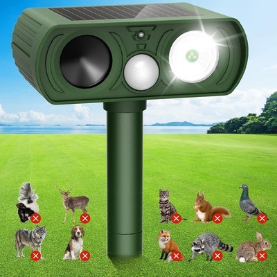 Outdoor Solar Ultrasonic Power Pest Animal Repeller Repellent Garden Cat Dog Fox