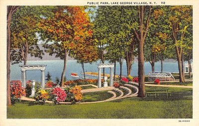 #ad Public Park Lake George Village New York Vintage Postcard $2.99
