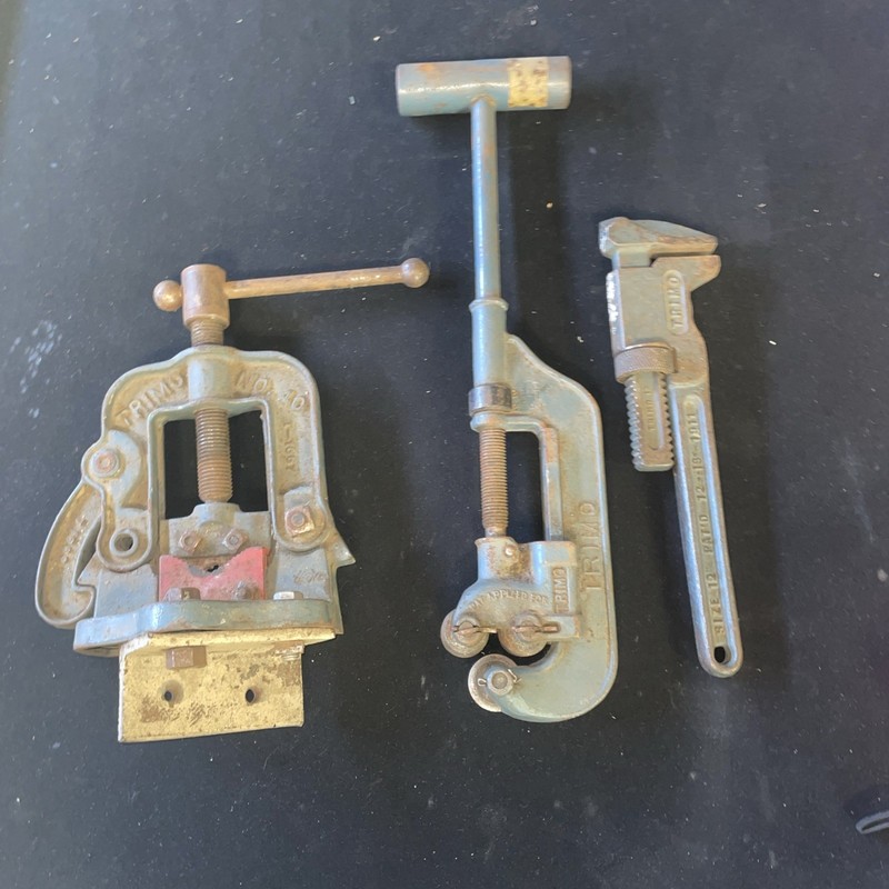 Vintage Trimo Pipe Tools - 12 Pipe Wrench No 40 Pipe Vice And Cutter