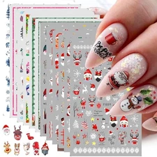Christmas Nail Stickers Gonks Decals 12PCS 3D Self-Adhesive Christmas Styles