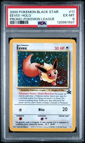 2000 POKEMON PROMO BLACK STAR POKEMON LEAGUE #11 EEVEE-HOLO PSA 6