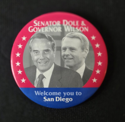 VTG 1996 Bob Dole & California Gov. Pete Wilson 3  Pinback Button RNC Convention