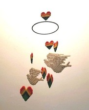 Vintage 1970s 80s Hand Made Pride Mobile Rainbows  Doves