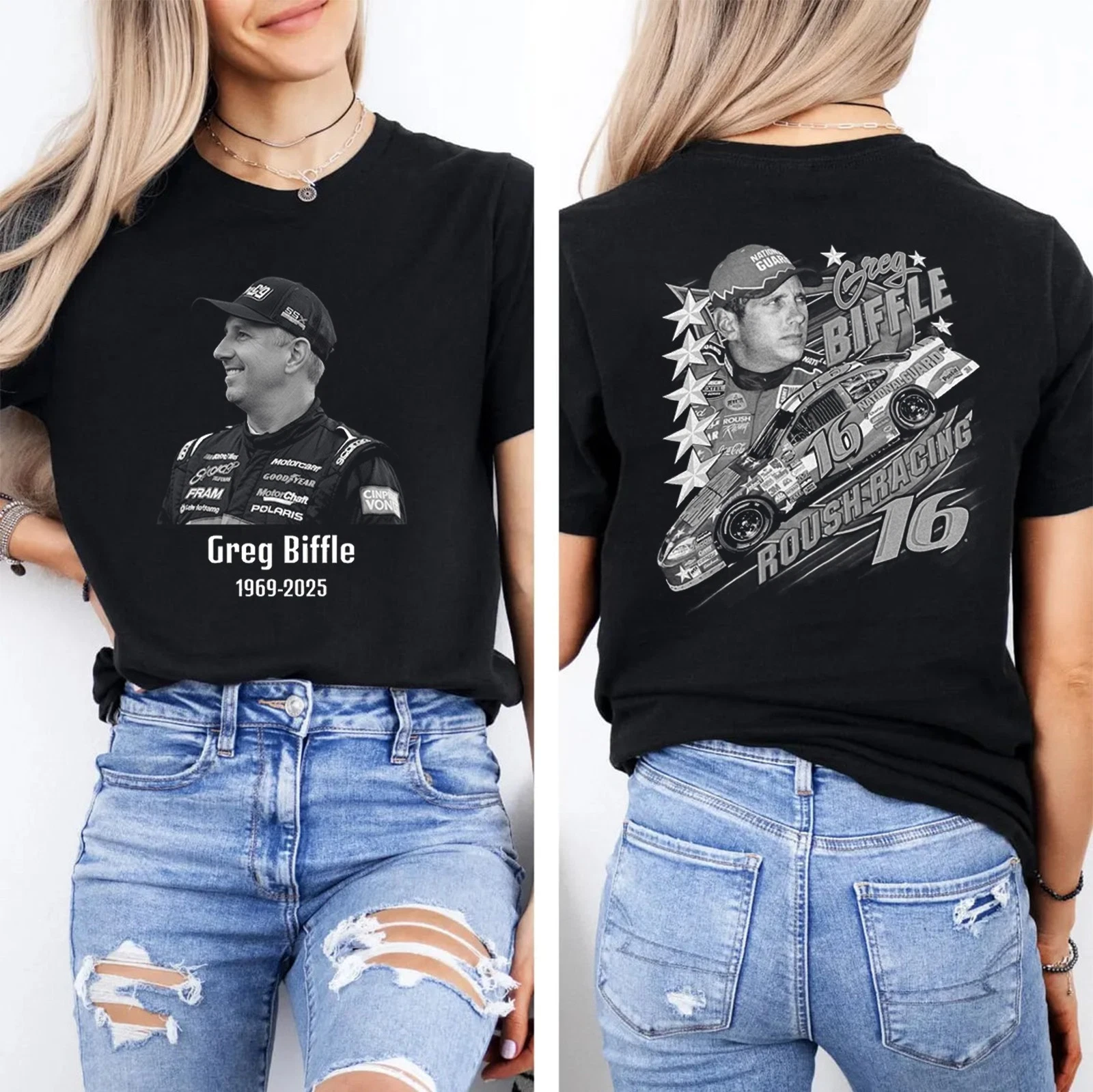 R.I.P Greg Biffle Shirt, Greg Biffle Roush Racing Black White TShirt, S-5XL