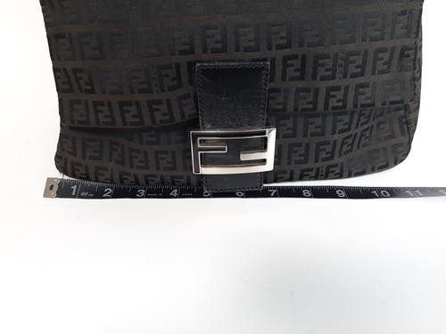 FENDI Zucca Mamma Baguette Shoulder Hand Bag Canvas Leather Black - Picture 7 of 18