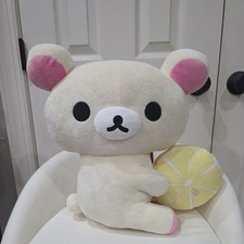 RILAKKUMA Korilakkuma San-X Round1 Exclusive Holding Lemon Slice 16" Plush NWT
