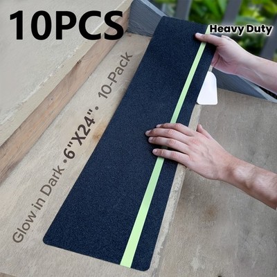 10-Pack Heavy Duty Anti-Slip Stair Treads, Pre-Cut 15x61cm (59''x24'') Ice Proof