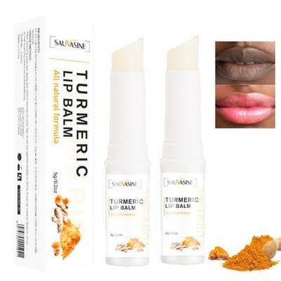 2PCS Turmeric Lip Scrub for Dark Lips, Moisturizing Lip Blam for Smokers, Exfoli