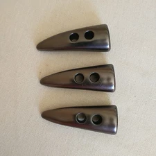 Toggle Buttons Gray Two Hole Plastic Tooth Shape Jacket Coat Cardigan 3x 20x50mm