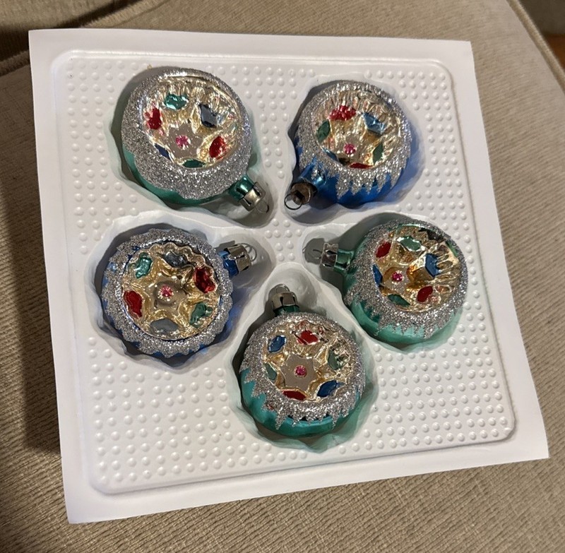 Vintage Christmas by Simon Classics Vibrant Hand 🖐️ Glass Ornaments Set Of 5