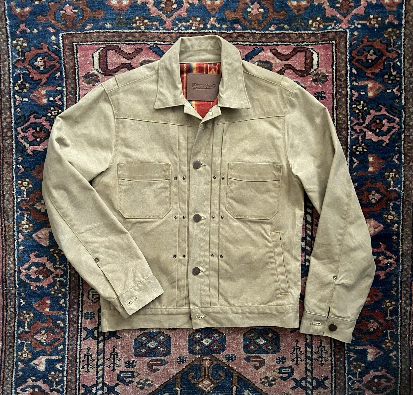 Freenote Cloth Riders Jacket Waxed Canvas Tin Cloth Lined Mens Sz Small USA