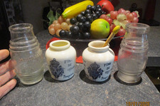 4) Ancien Pot à Moutarde Fine de Dijon Grey Poupon & Verre Diaphane Louit Frères