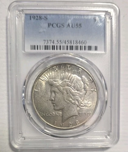 1928-S Peace Dollar PCGS AU55 Key Date San Francisco Silver $1