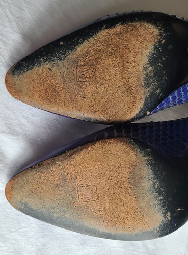 Vtg Buno Magli Blue Snake Slip on Pumps Sz 7.5 AA w/ Original Box -Neiman Marus - Picture 4 of 8