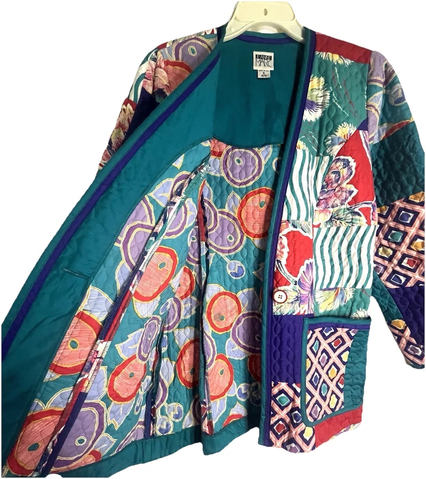 Chaqueta Blazer Jeanne Marc Vintage Multicolor Acolchada TALLA 8/10 Art to Wear Foto 3 de 4