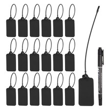 50 Pcs Blank Waterproof Plastic Tags, 2.17" x 1.18" Writable Labels, Black