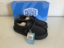 Hey Dude Youth Wally Basic Black Casual Kids Shoes 40041-001 Size TD11