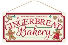 12.5" Gingerbread Bakery Wooden Sign For Christmas Wreath Accents, Door Hange...