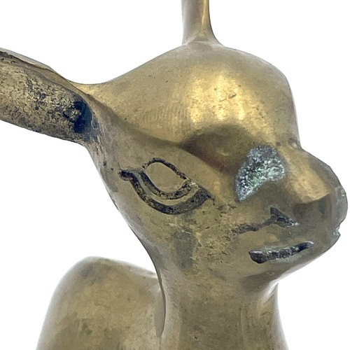 Vtg Solid Brass Deer Fawn Sitting Heavy Figurine Statue MCM Bambi - Picture 8 of 11