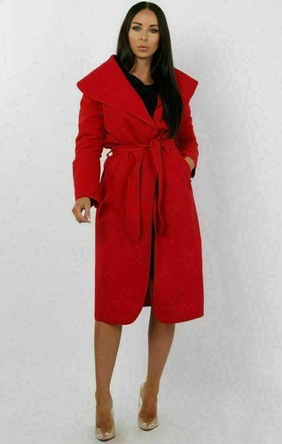 Cappotto cascata donna italiano con cintura oversize polverone drappo trincea - Foto 10 di 13