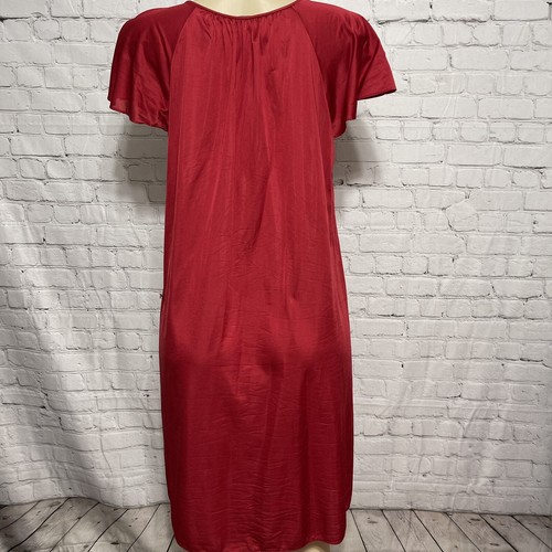 Vtg Shadowline Peignoir Gown & Robe Set Size Small Red Cranberry Made in USA - Picture 4 of 7