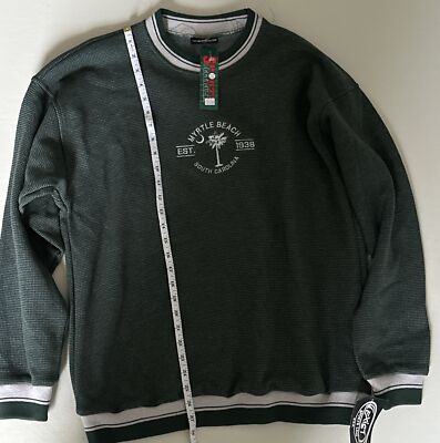 Vintage Myrtle Beach South Carolina Exist Sport Tag Large Green Striped Crewneck