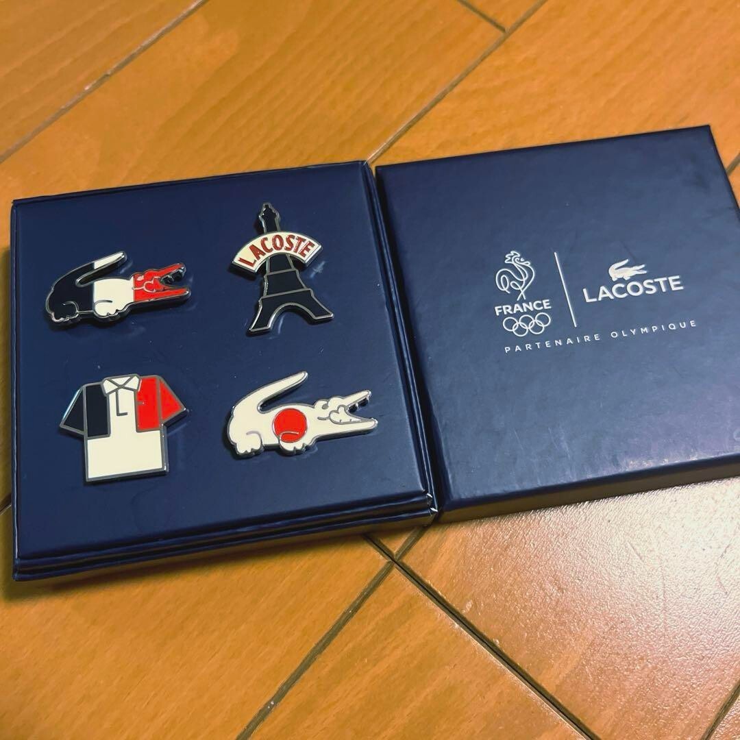 Lacoste x French Olympics pin badge set of 4 Eiffel Tower