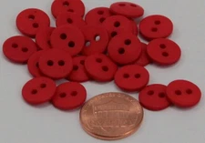 24 Small Matte Dull Red Plastic 2-hole Sew-through Buttons 7/16" 11mm 6487