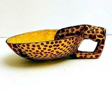 Carved Wood Drinking GIraffe Bowl African