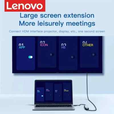 Hub USB Lenovo 5 In 1 Con HDMI 4K E 5 Porte USB 3.0 - Colore Grigio Siderale