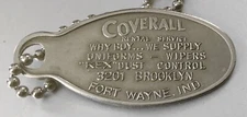VTG Key Fob Charge Coin: COVERALL RENTAL SUPPLY; Ft Wayne IN; Uniforms, Supplies