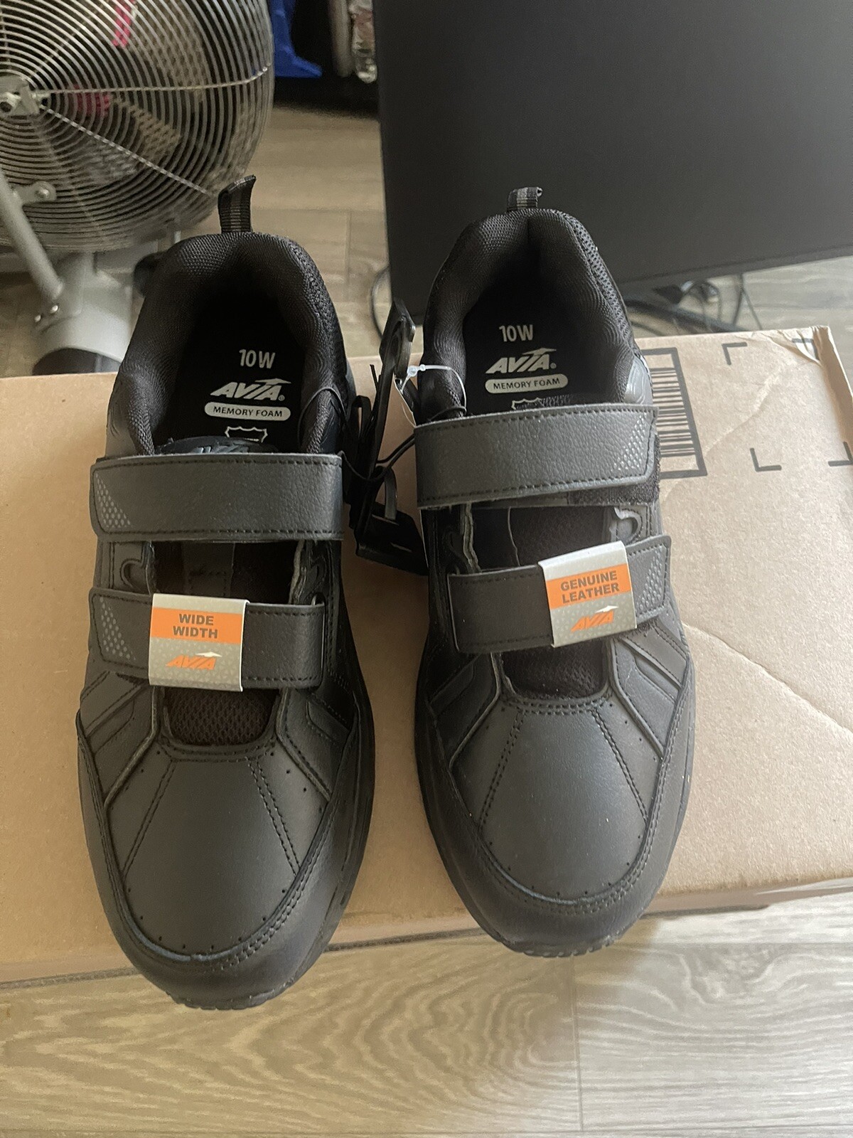 Avia Memory Foam Quickstep 2 Strap Men's Walking Shoes Black Leather Sz ...