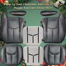 8x Front Leather Seat Cover & Foam Cushion For 2003-2006 Chevy Avalanche Gray