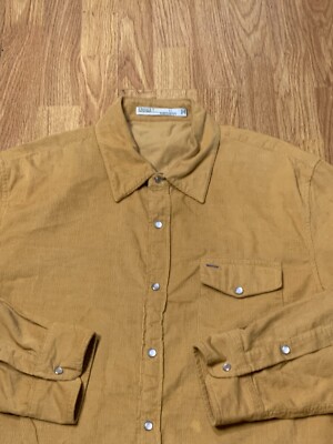 Criquet Shirt Mens XL Yellow Corduroy Pearl Snap Wester Cowboy Rodeo