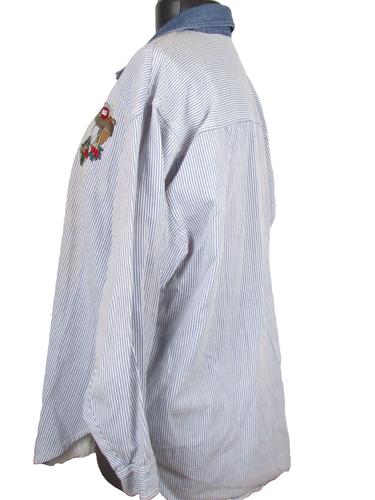 Vtg 80s 90s Quizz Again Womens Blue Long Sleeve Shirt Top Blouse - Size 22 - Picture 2 of 7