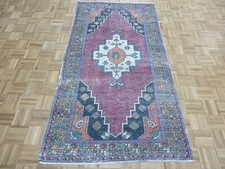 3'10 x 7'6 Hand Knotted Purple Vintage Turkish Oushak Oriental Rug G11392