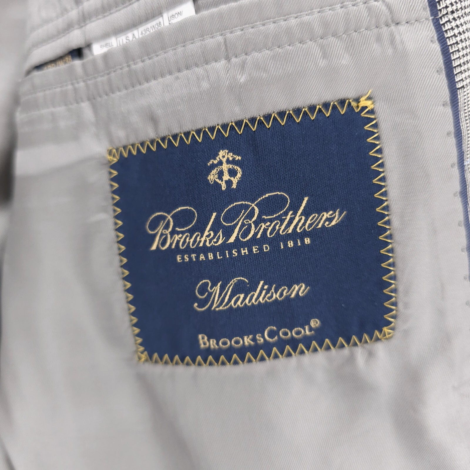 Brooks Brothers Madison BrooksCool Gray Check Plaid Houndstooth Blazer Size: 43R thumbnail 8