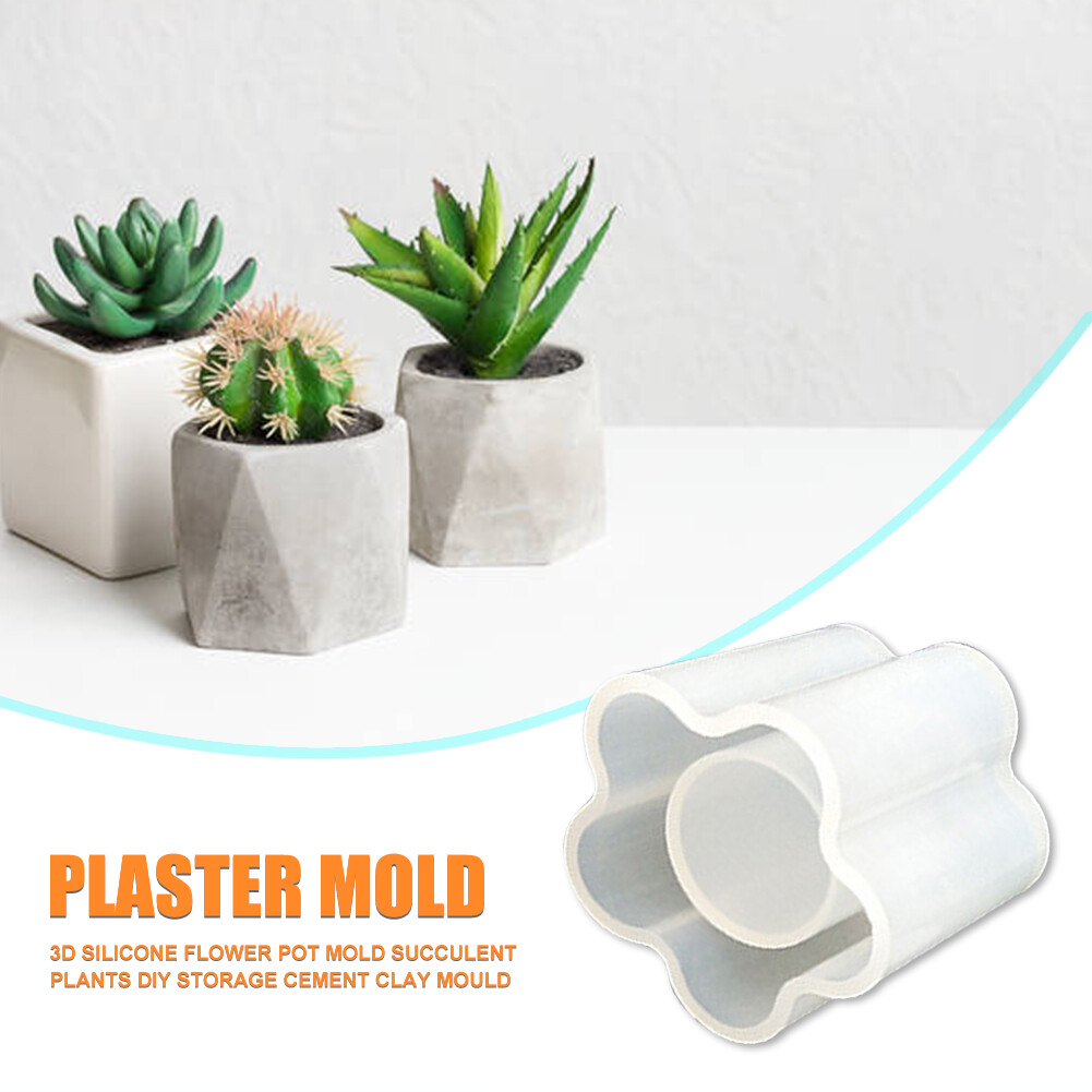  3D Silicone Flower Pot Mold Succulent Plants DIY Storage Clay Mould