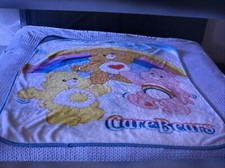 Vintage Care Bears Plush Fleece Throw Blanket 61x50 Funshine Cheer Tenderheart