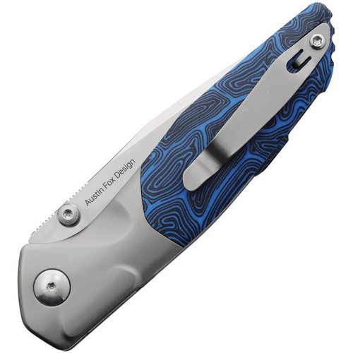 Cuchillo Plegable Real Steel Hoeft Azul/Negro Damasco/Mango G10 S35VN RS7901DB - Imagen 2 de 2