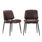 NNEED 2x Dining Chairs Leather Seat Metal Legs Walnut