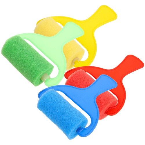 4 Pcs Sponge Brush Set Child Toddler Kids Paint Sponges Round Roller - Picture 5 of 12